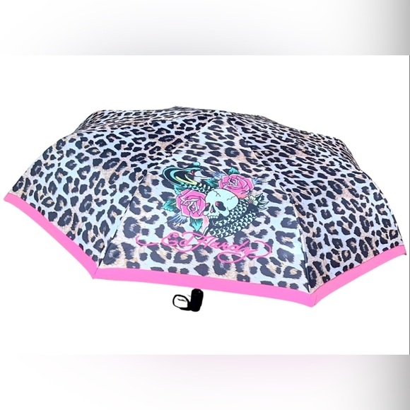 Ed Hardy Leopard Print Umbrella with Pink Accents NWT - Picture 6 of 6